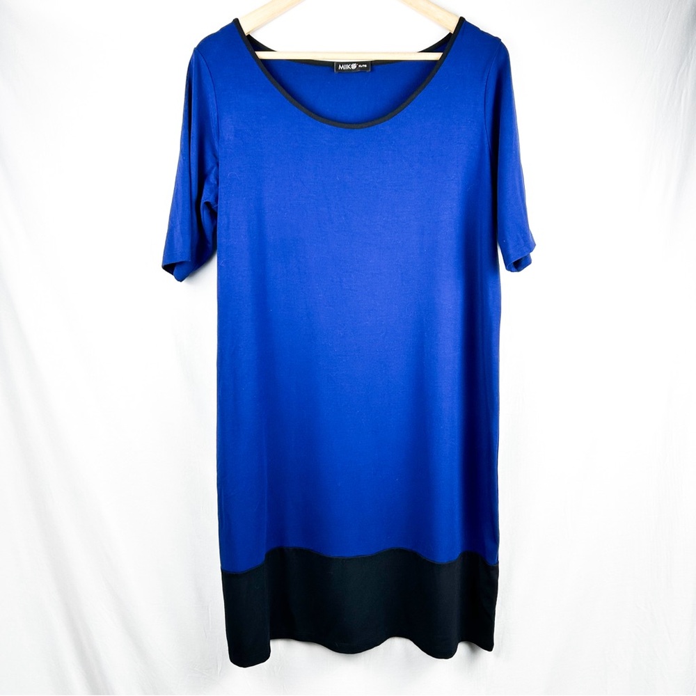 Blue and Black Midi Dress